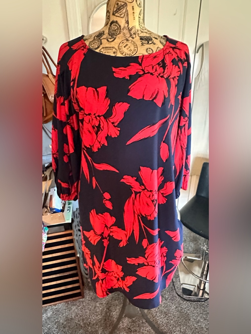 Halogen Red Floral Dress XL